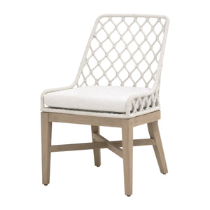 Lattis Outdoor Dining Chair Solid Teak Woven Rope Coastal Alfresco Seat