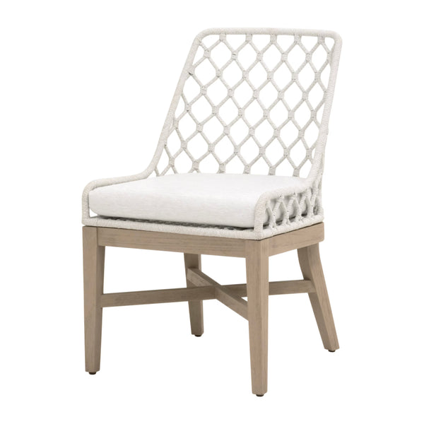 Lattis Outdoor Dining Chair Solid Teak Woven Rope Coastal Alfresco Seat