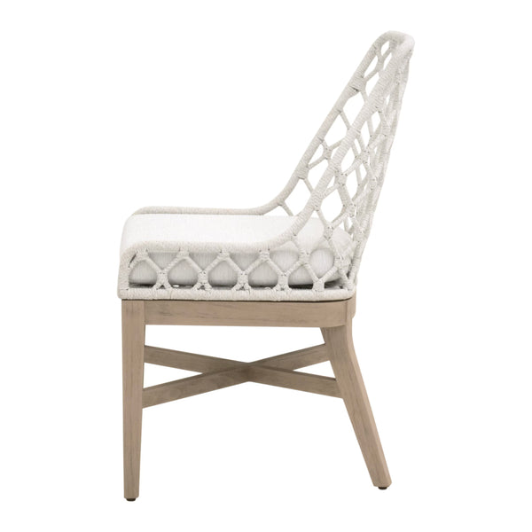 Lattis Outdoor Dining Chair Solid Teak Woven Rope Coastal Alfresco Seat
