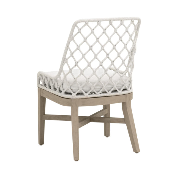 Lattis Outdoor Dining Chair Solid Teak Woven Rope Coastal Alfresco Seat