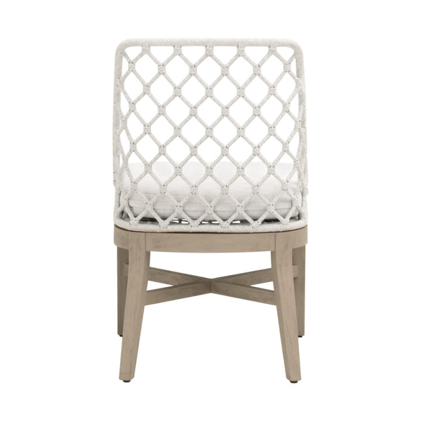 Lattis Outdoor Dining Chair Solid Teak Woven Rope Coastal Alfresco Seat