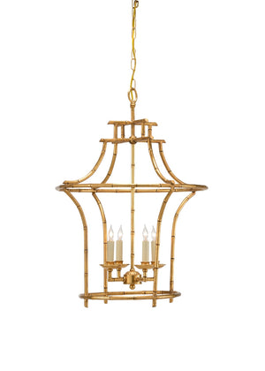 Chelsea House Bamboo Antique Gold Faux Bamboo Chandelier 29"H X19.5"W — Sculpted Frame, Warm Vintage Finish, Dining Focal 68030