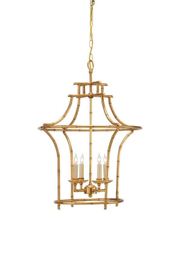 Chelsea House Bamboo Antique Gold Faux Bamboo Chandelier 29"H X19.5"W — Sculpted Frame, Warm Vintage Finish, Dining Focal 68030