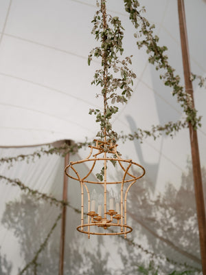 Chelsea House Bamboo Antique Gold Faux Bamboo Chandelier 29"H X19.5"W — Sculpted Frame, Warm Vintage Finish, Dining Focal 68030