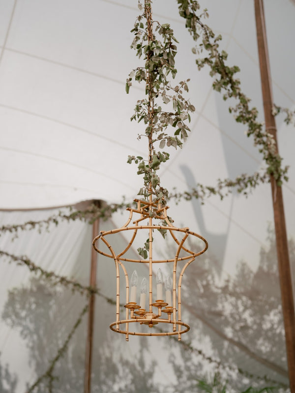 Chelsea House Bamboo Antique Gold Faux Bamboo Chandelier 29"H X19.5"W — Sculpted Frame, Warm Vintage Finish, Dining Focal 68030