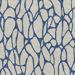 HomeRoots 9' X 12' Beige and Navy Blue Geometric Area Rug – Washable, UV-Protected, Perfect for High-Traffic Spaces 680300