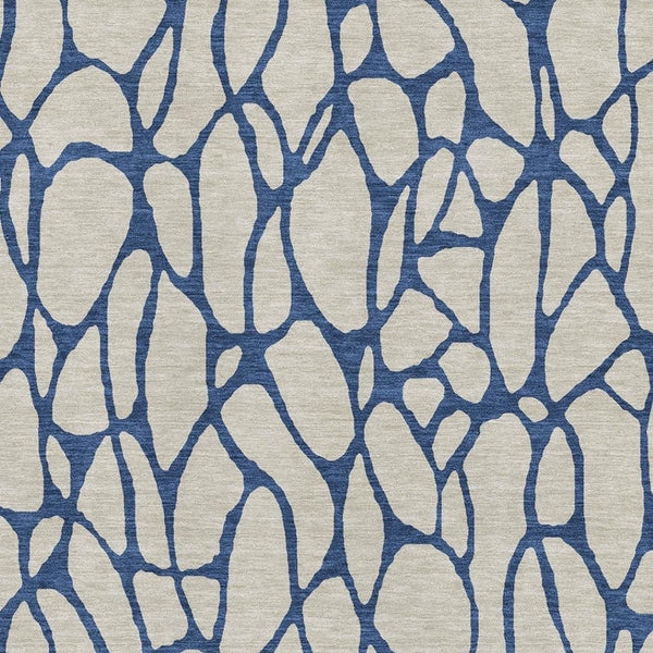 HomeRoots 9' X 12' Beige and Navy Blue Geometric Area Rug – Washable, UV-Protected, Perfect for High-Traffic Spaces 680300