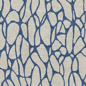 HomeRoots 10' X 14' Beige & Navy Geometric Area Rug - UV Protected, Washable, Stain Resistant, Easy Care! 680301