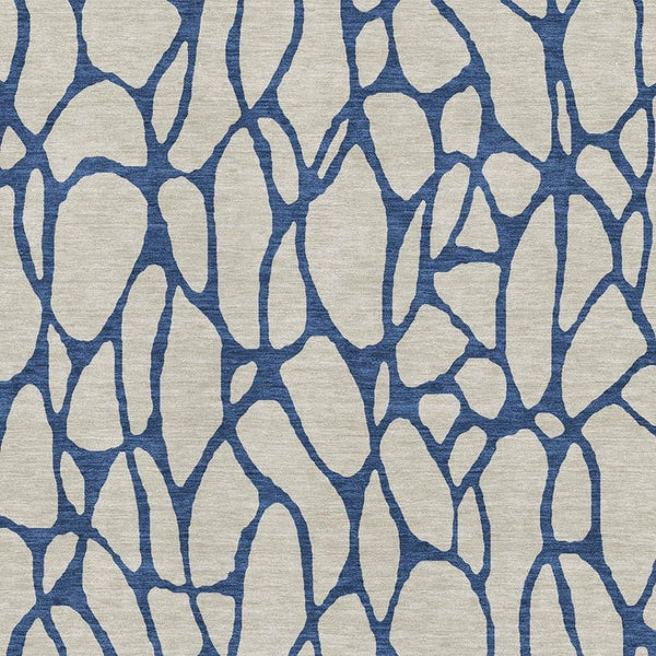 HomeRoots 10' X 14' Beige & Navy Geometric Area Rug - UV Protected, Washable, Stain Resistant, Easy Care! 680301