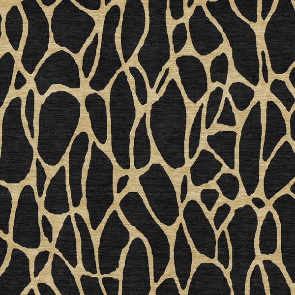 HomeRoots 5' X 8' Black And Gold Geometric Area Rug - Washable, UV Protected, Durable & Stylish for Any Room 680303