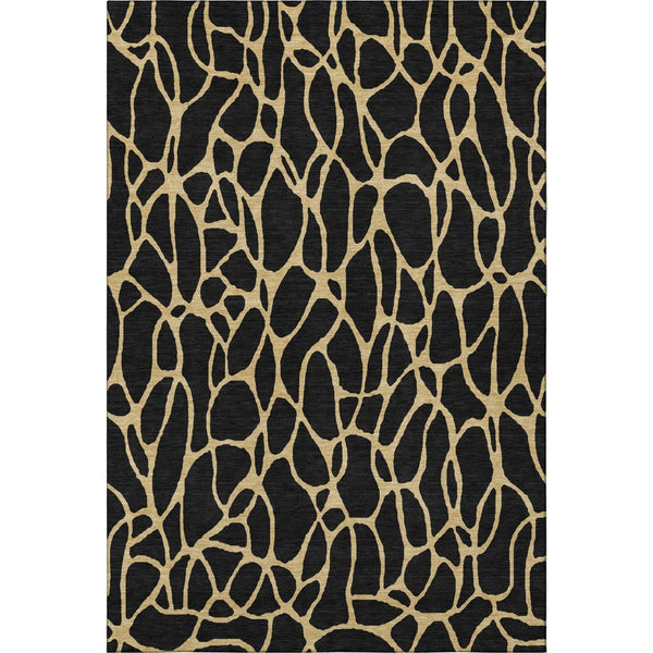 HomeRoots 8' X 10' Black and Gold Geometric Washable Area Rug with UV Protection - Durable, Stylish & Easy Care! 680305