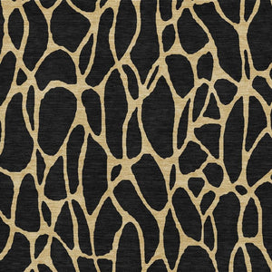 HomeRoots 9' Black and Gold Geometric Area Rug - Washable, UV-Protected, Stylish, Durable for High-Traffic Spaces 680306