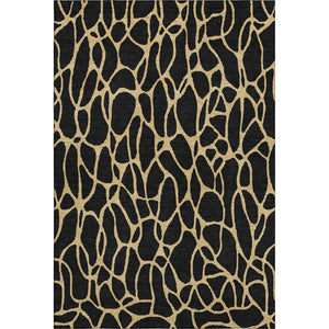 HomeRoots 10' X 14' Black And Gold Geometric Area Rug – Stylish, Washable, UV Protected for Modern Living Spaces 680307