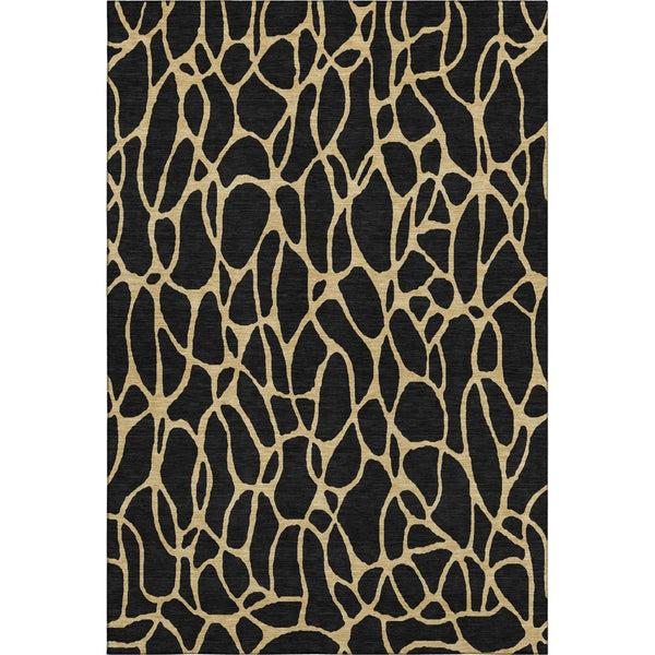HomeRoots 10' X 14' Black And Gold Geometric Area Rug – Stylish, Washable, UV Protected for Modern Living Spaces 680307