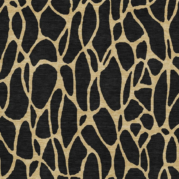 HomeRoots 10' X 14' Black And Gold Geometric Area Rug – Stylish, Washable, UV Protected for Modern Living Spaces 680307