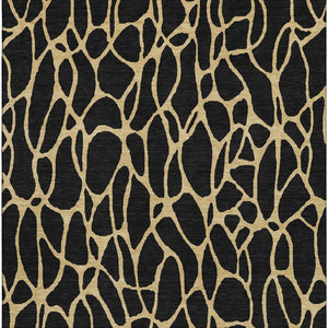 HomeRoots 10' X 14' Black And Gold Geometric Area Rug – Stylish, Washable, UV Protected for Modern Living Spaces 680307