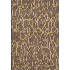 HomeRoots 5' X 8' Brown And Gold Geometric Area Rug – Stylish, Washable Design with UV Protection for Homes 680309