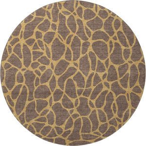 HomeRoots 8' Brown and Gold Geometric Round Rug - Washable, UV Protected, Durable, Perfect for Modern Spaces 680310