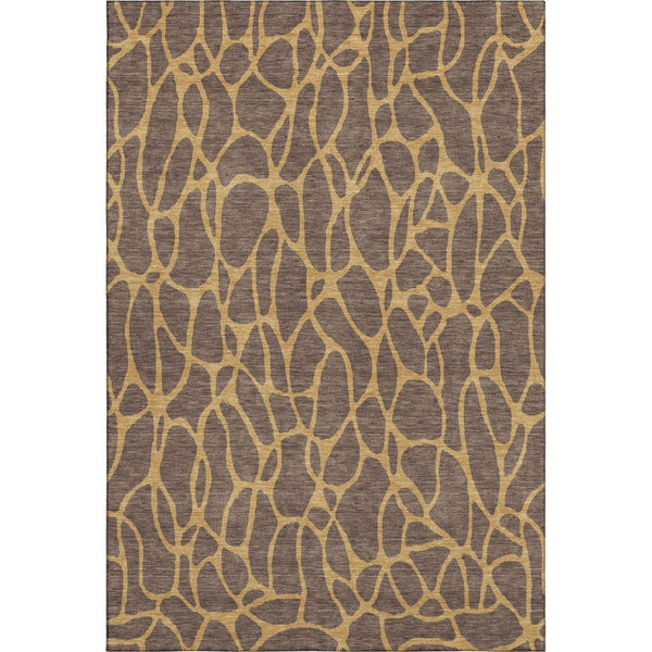 HomeRoots 10' Brown and Gold Geometric Washable Area Rug - Durable, Stain-Resistant, UV-Protected Design! 680313