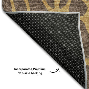 HomeRoots 10' Brown and Gold Geometric Washable Area Rug - Durable, Stain-Resistant, UV-Protected Design! 680313