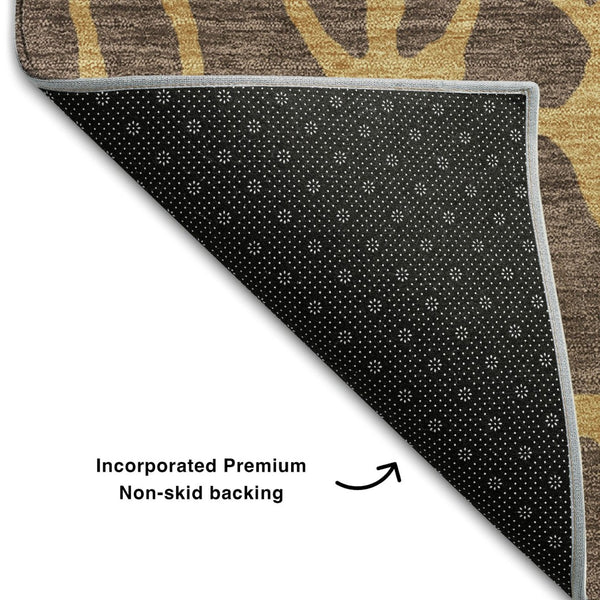 HomeRoots 10' Brown and Gold Geometric Washable Area Rug - Durable, Stain-Resistant, UV-Protected Design! 680313