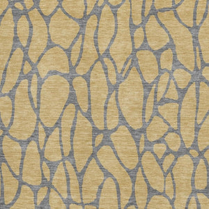 HomeRoots 5' X 8' Gold and Gray Geometric Area Rug – Washable, UV Protected, Soft Polyester for Busy Homes 680315