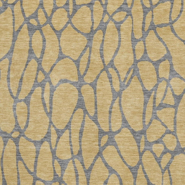 HomeRoots 8' X 10' Washable Gold and Gray Geometric Area Rug - Stain Resistant, UV Protected, Durable Design 680317