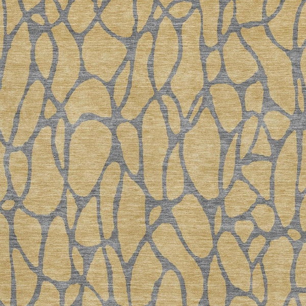 HomeRoots 9' X 12' Gold and Gray Geometric Area Rug – Washable, Stain-Resistant, UV Protected for High-Traffic Spaces 680318