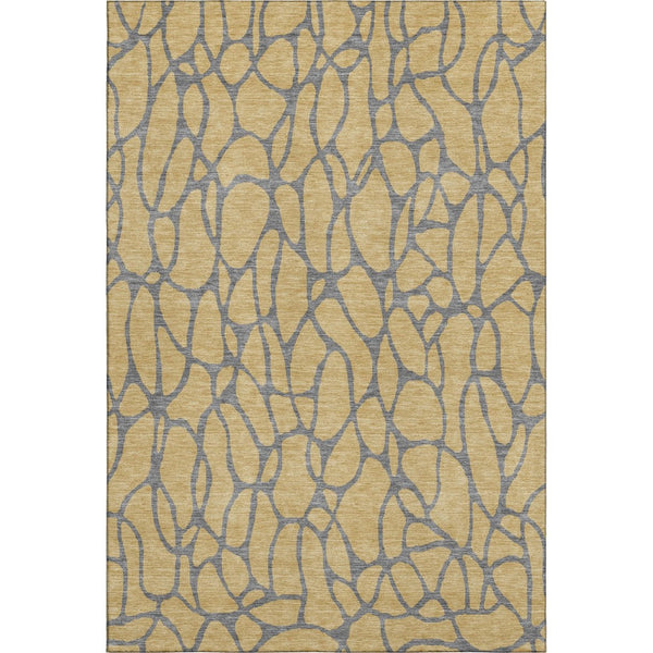 HomeRoots 10' X 14' Stylish Gold and Gray Geometric Area Rug with UV Protection for Modern Homes and Durability 680319