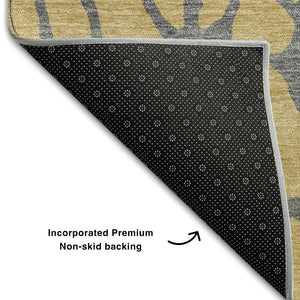 HomeRoots 10' X 14' Stylish Gold and Gray Geometric Area Rug with UV Protection for Modern Homes and Durability 680319