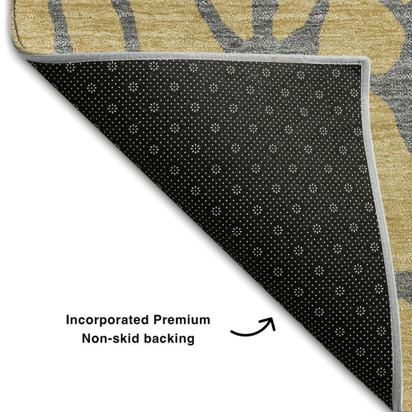 HomeRoots 10' X 14' Stylish Gold and Gray Geometric Area Rug with UV Protection for Modern Homes and Durability 680319