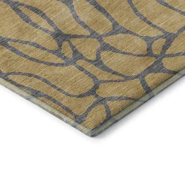 HomeRoots 10' X 14' Stylish Gold and Gray Geometric Area Rug with UV Protection for Modern Homes and Durability 680319