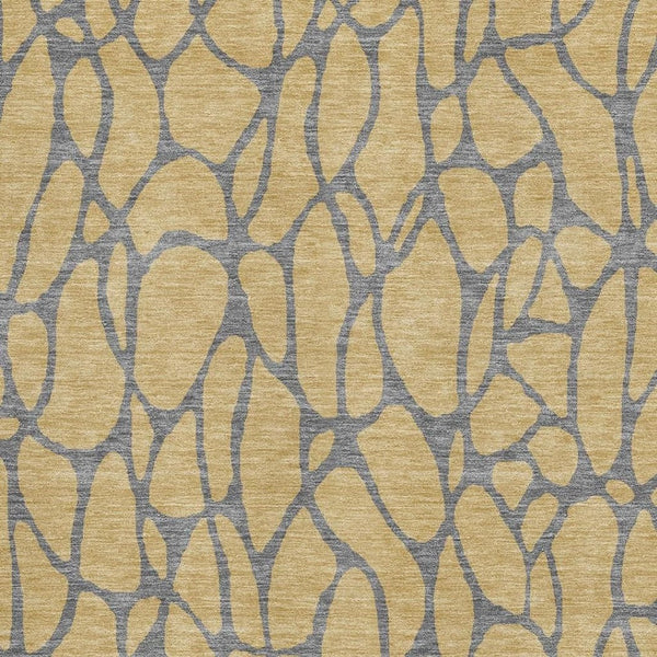 HomeRoots 10' X 14' Stylish Gold and Gray Geometric Area Rug with UV Protection for Modern Homes and Durability 680319