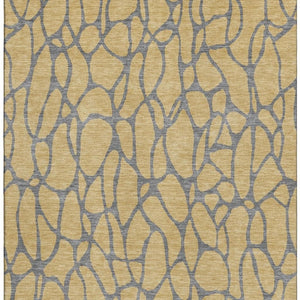 HomeRoots 10' X 14' Stylish Gold and Gray Geometric Area Rug with UV Protection for Modern Homes and Durability 680319