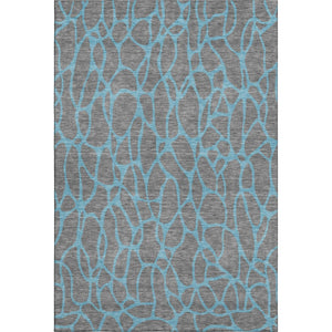 HomeRoots 5' X 8' Gray And Aqua Geometric Washable Area Rug – Stylish, Durable, UV-Protected for Busy Homes 680321