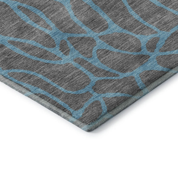 HomeRoots 5' X 8' Gray And Aqua Geometric Washable Area Rug – Stylish, Durable, UV-Protected for Busy Homes 680321