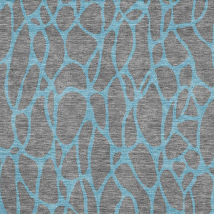 HomeRoots 8' X 10' Gray And Aqua Geometric Area Rug - Stylish, Washable, UV-Protected for Modern Homes & Patios 680323