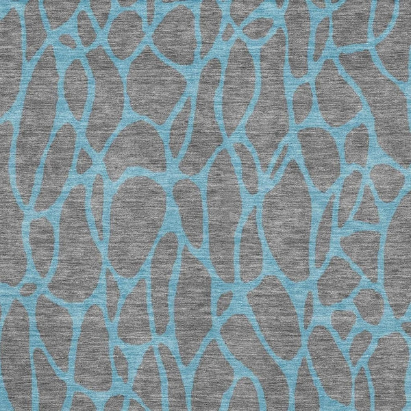 HomeRoots 8' X 10' Gray And Aqua Geometric Area Rug - Stylish, Washable, UV-Protected for Modern Homes & Patios 680323