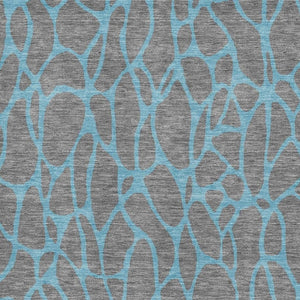 HomeRoots 9' X 12' Gray and Aqua Geometric Area Rug - Durable, Washable, UV-Protected for Modern Living Spaces 680324