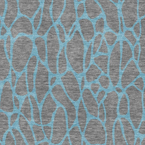 HomeRoots 10' X 14' Gray & Aqua Geometric Area Rug – Washable, UV-Protected, Durable Design for Busy Homes 680325