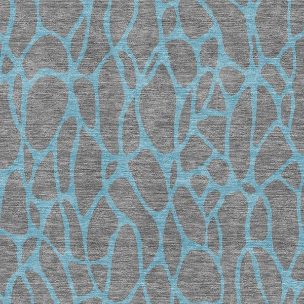 HomeRoots 10' X 14' Gray & Aqua Geometric Area Rug – Washable, UV-Protected, Durable Design for Busy Homes 680325