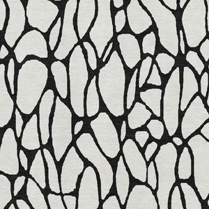 HomeRoots 5' x 8' Ivory and Black Geometric Washable Area Rug – Stylish, Durable, UV-Protected for Modern Homes 680327