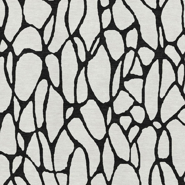 HomeRoots 5' x 8' Ivory and Black Geometric Washable Area Rug – Stylish, Durable, UV-Protected for Modern Homes 680327