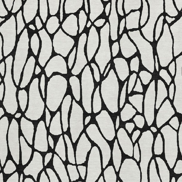HomeRoots 5' x 8' Ivory and Black Geometric Washable Area Rug – Stylish, Durable, UV-Protected for Modern Homes 680327