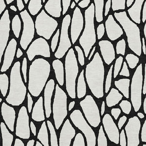 HomeRoots 8' X 10' Stylish Ivory and Black Geometric Washable Area Rug with UV Protection for Modern Homes 680329