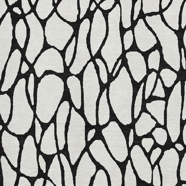 HomeRoots 8' X 10' Stylish Ivory and Black Geometric Washable Area Rug with UV Protection for Modern Homes 680329