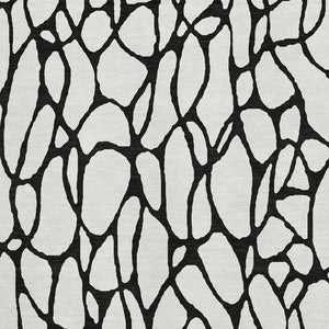 HomeRoots 10' X 14' Ivory and Black Washable Geometric Area Rug with UV Protection for Modern Spaces 680331