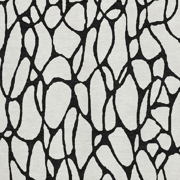 HomeRoots 10' X 14' Ivory and Black Washable Geometric Area Rug with UV Protection for Modern Spaces 680331