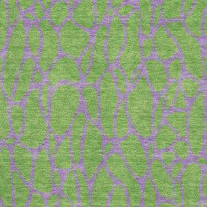 HomeRoots 5' X 8' Geometric Washable Area Rug in Lime Green & Purple - UV Protect, Stain Resistant, Durable Design 680333
