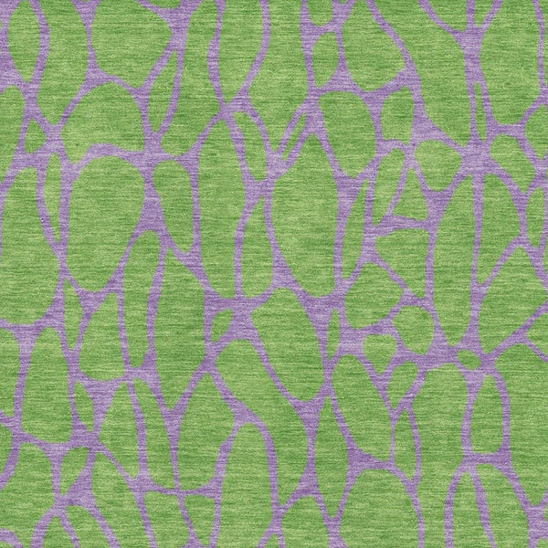 HomeRoots 8' X 10' Vibrant Lime Green & Purple Geometric Area Rug - Washable, UV-Protected, Family-Friendly Design 680335
